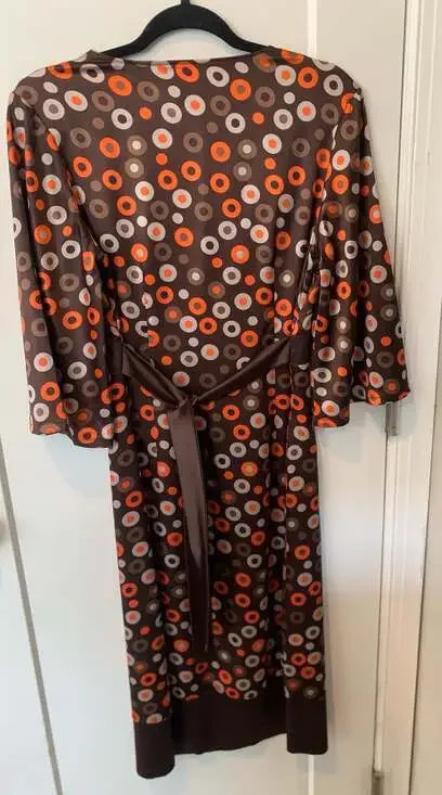 Y2K Cider Style Retro Mod Print Dress Indie Boho Brown Small - Picture 5 of 8